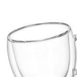 Tasse en verre borosilicaté à double paroi, résistante à la chaleur, avec poignée (450 ml)